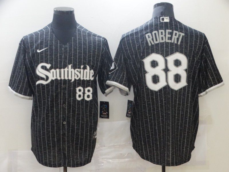 Men Chicago White Sox 88 Robert City Edition Black Game Nike 2021 MLB Jersey